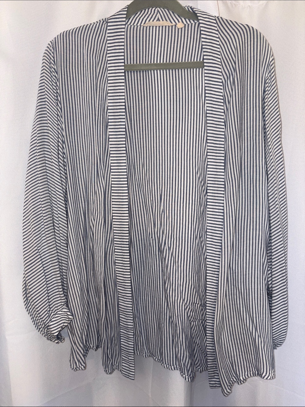 Soft Surroundings Blue and White Striped Open-Front Cardigan duster